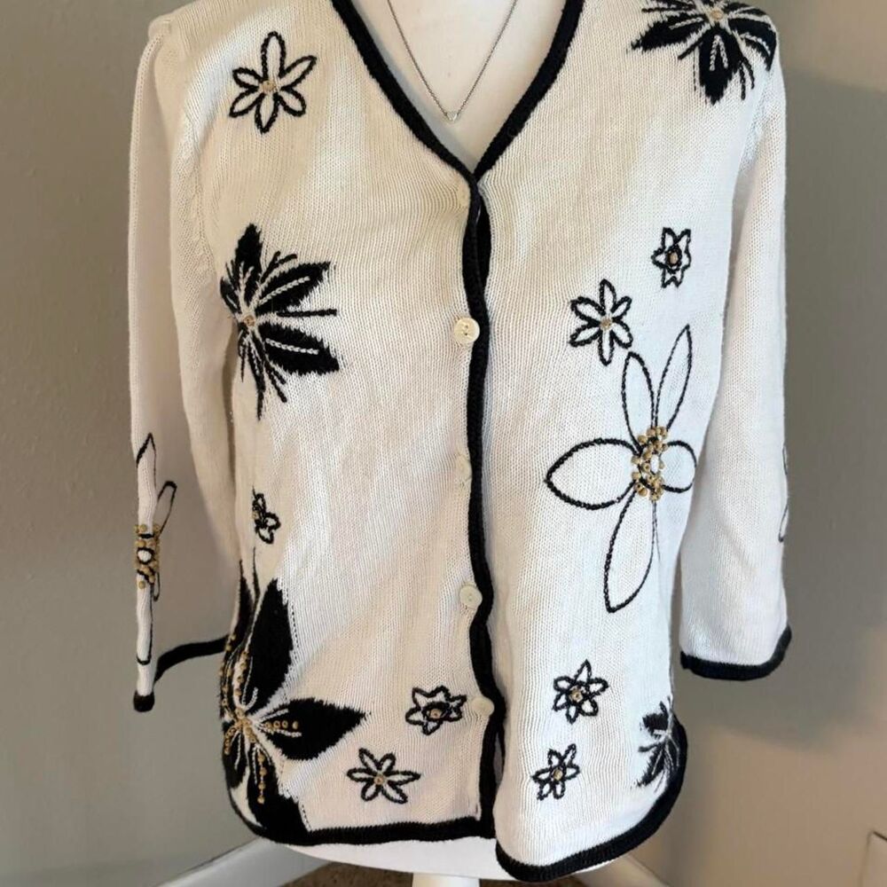 Christopher-banks Women's White and Cream Cardigan